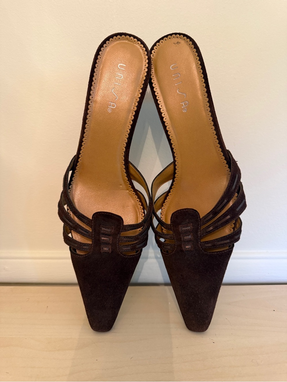 Unisa Dark Brown Suede Pointed Slide Mules size 10